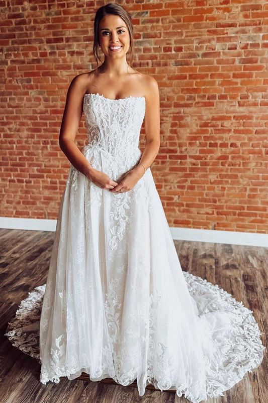 Women's Boho Lace Wedding Dresses Tulle Appliqued Bohemian Bridal Gowns HE1891