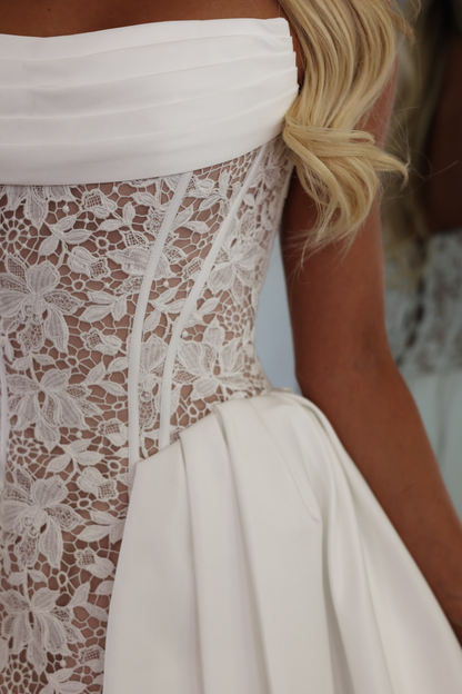Satin Corset Lace Homecoming Dresses A Line Short Cocktail Gowns for Women HE1801