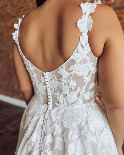 Sweetheart A-Linie Tüll 3D Blumen Strand Brautkleider für die Braut HE878
