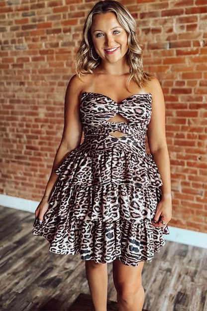A Line Chiffon Ruffled Homecoming Dresses Sweetheart Keyhole Party Gowns for Women HE1845