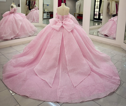 Vestidos de quinceañera con hombros descubiertos, tul princesa, apliques, vestidos de quinceañera HE530