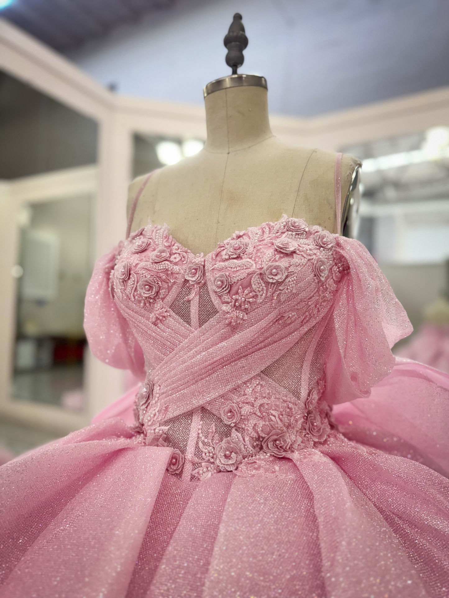 Vestidos de quinceañera con hombros descubiertos, tul princesa, apliques, vestidos de quinceañera HE530