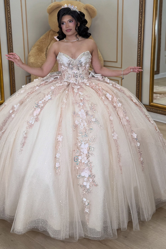 Vestidos de quinceañera con hombros descubiertos, tul princesa, apliques, vestidos de quinceañera HE530