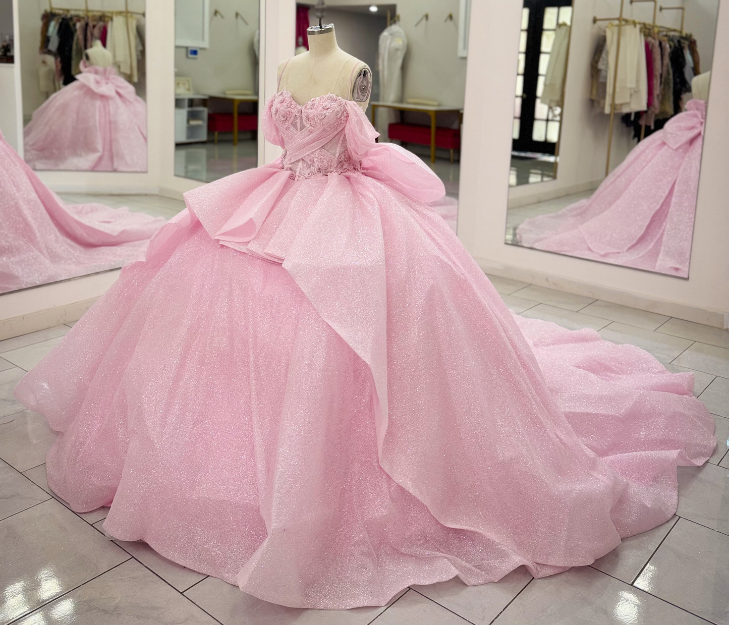Vestidos de quinceañera con hombros descubiertos, tul princesa, apliques, vestidos de quinceañera HE530