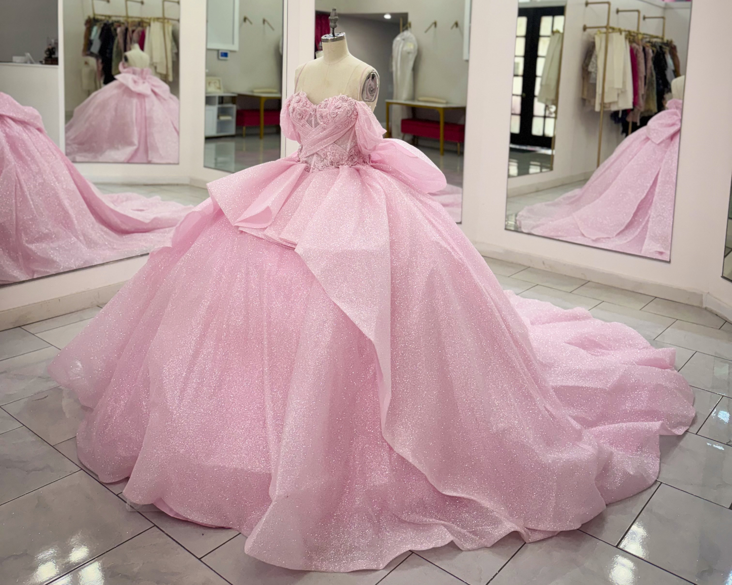 Vestidos de quinceañera con hombros descubiertos, tul princesa, apliques, vestidos de quinceañera HE530