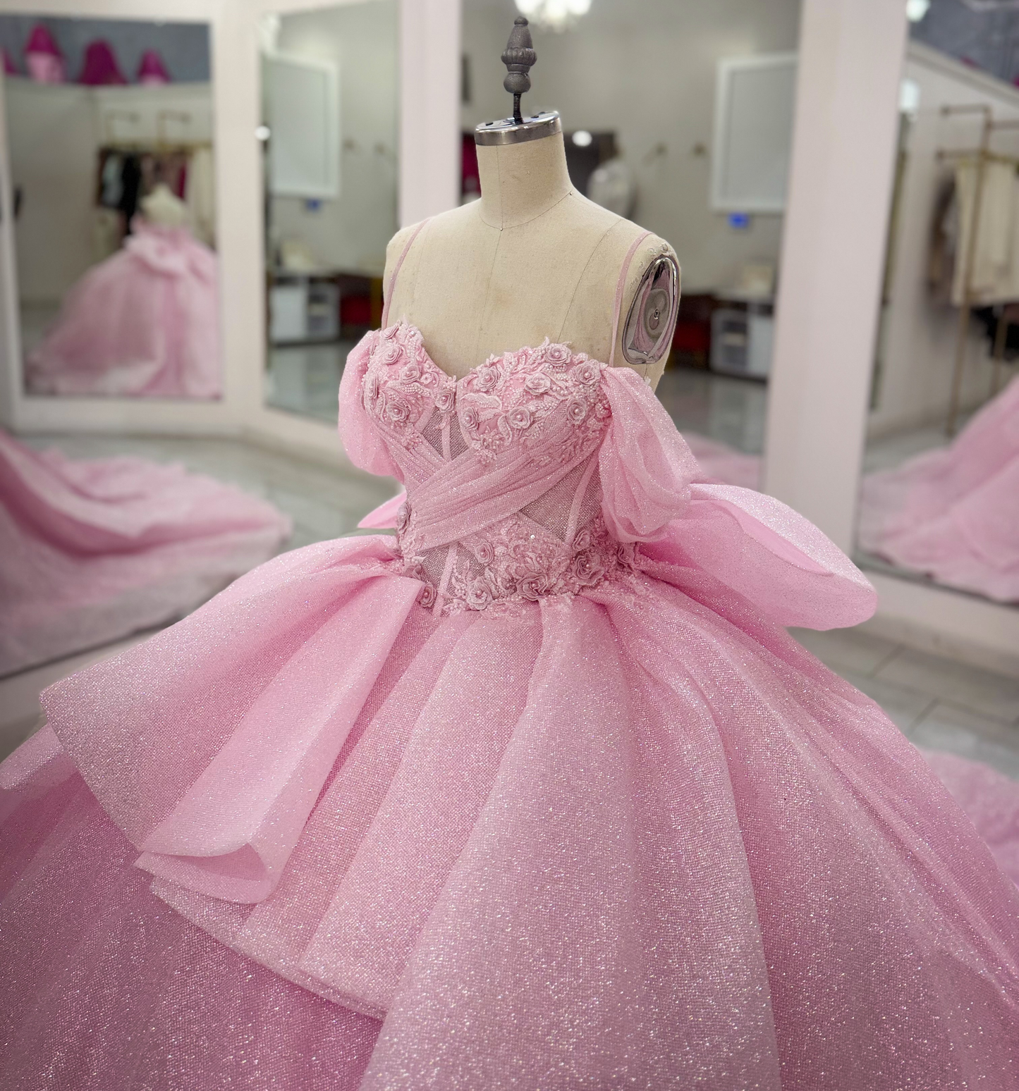 Vestidos de quinceañera con hombros descubiertos, tul princesa, apliques, vestidos de quinceañera HE530