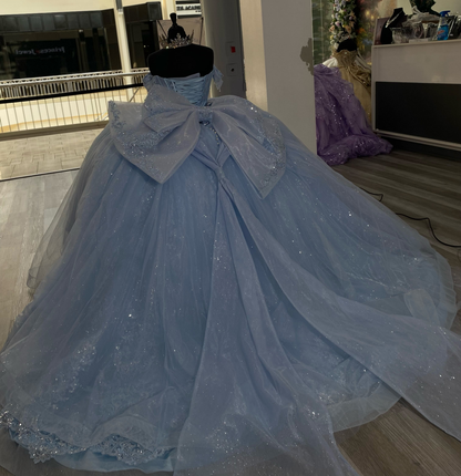 Vestidos de quinceañera con hombros descubiertos, tul princesa, apliques, vestidos de quinceañera HE530