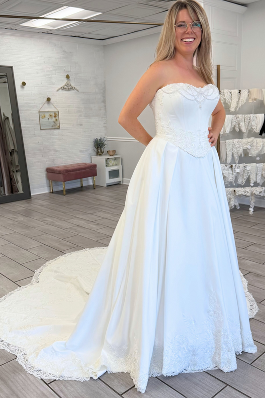 Sweetheart A-Linie Tüll 3D Blumen Strand Brautkleider für die Braut HE878