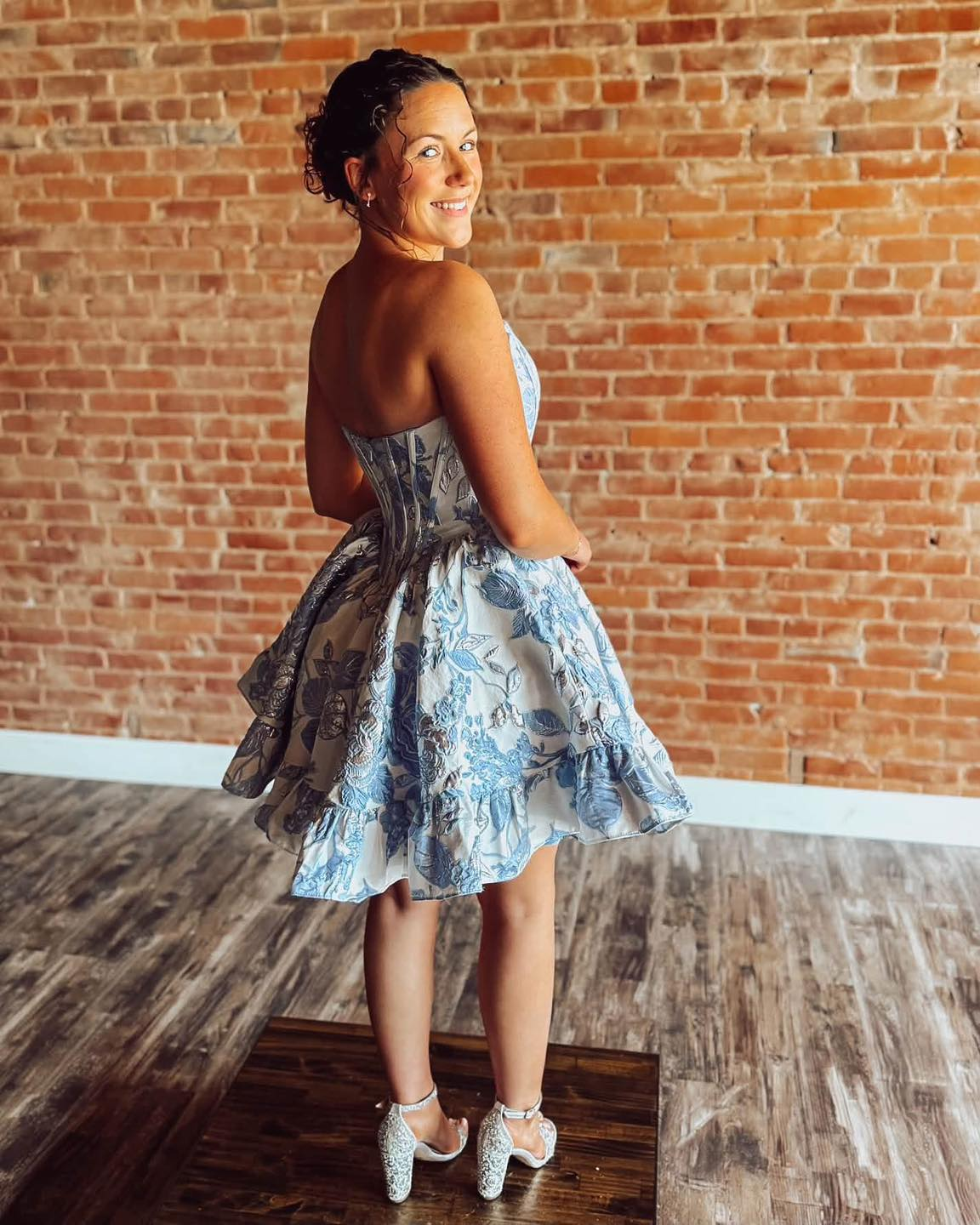 Strapless Corset Homecoming Dresses Floral Print A Line Short Party Gowns for Juniors HE1850