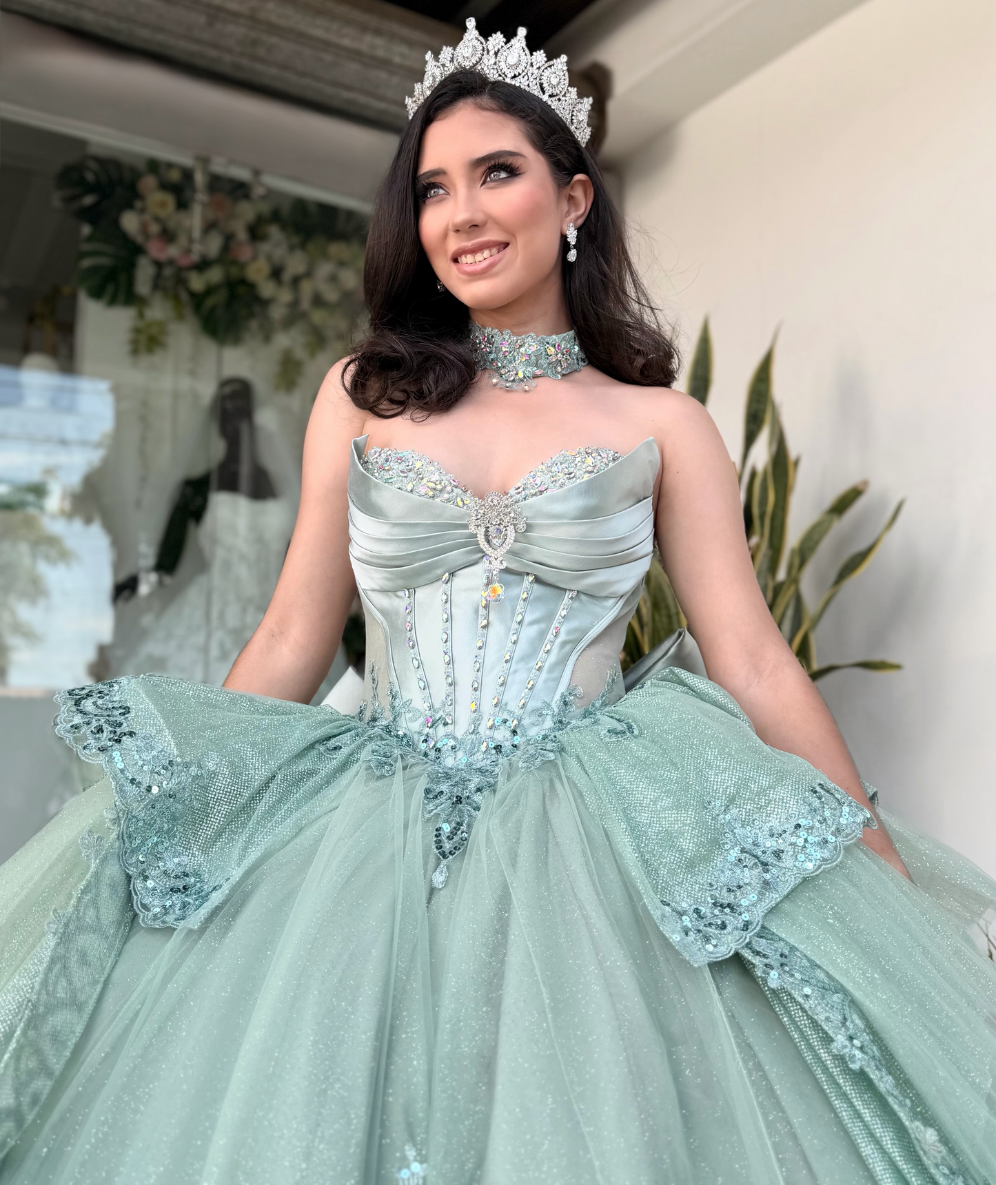 Sweetheart Corset Green Quinceanera Dresses Sweet 16 Ball Gown Party Dresses HE1864