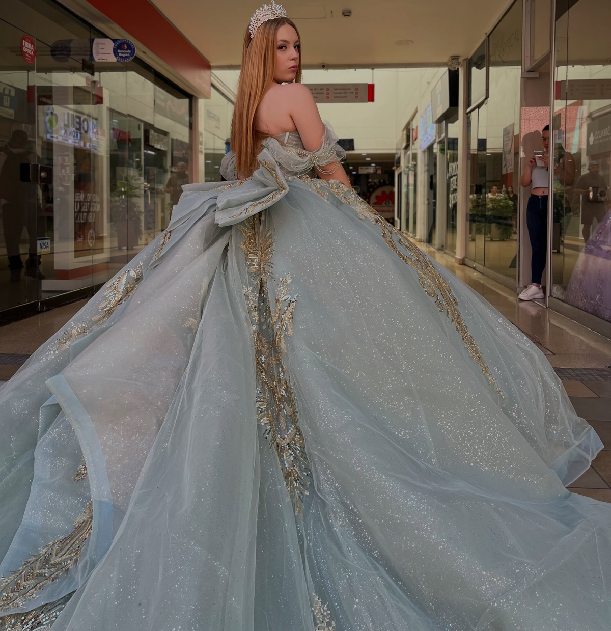 Off Shoulder Lace Appliqued Blue Quinceanera Dresses Sweet 16 Party Gowns HE1935