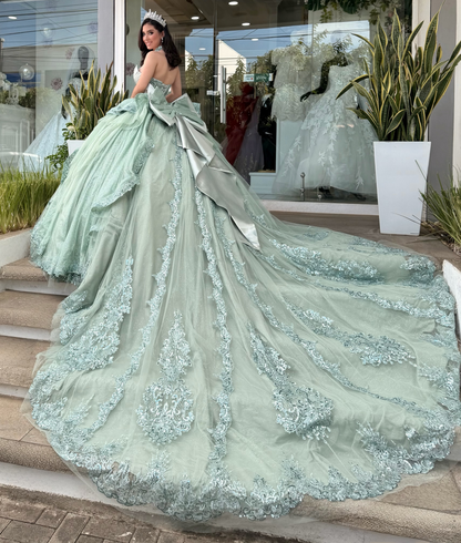 Sweetheart Corset Green Quinceanera Dresses Sweet 16 Ball Gown Party Dresses HE1864