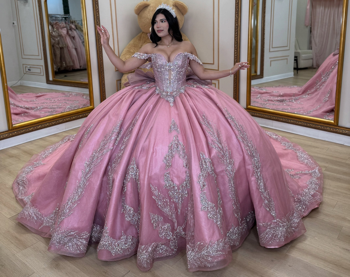 Princess Sweet 16 Pink Quinceanera Dresses Lace Beaded Birthday Prom Party Gowns HE1921