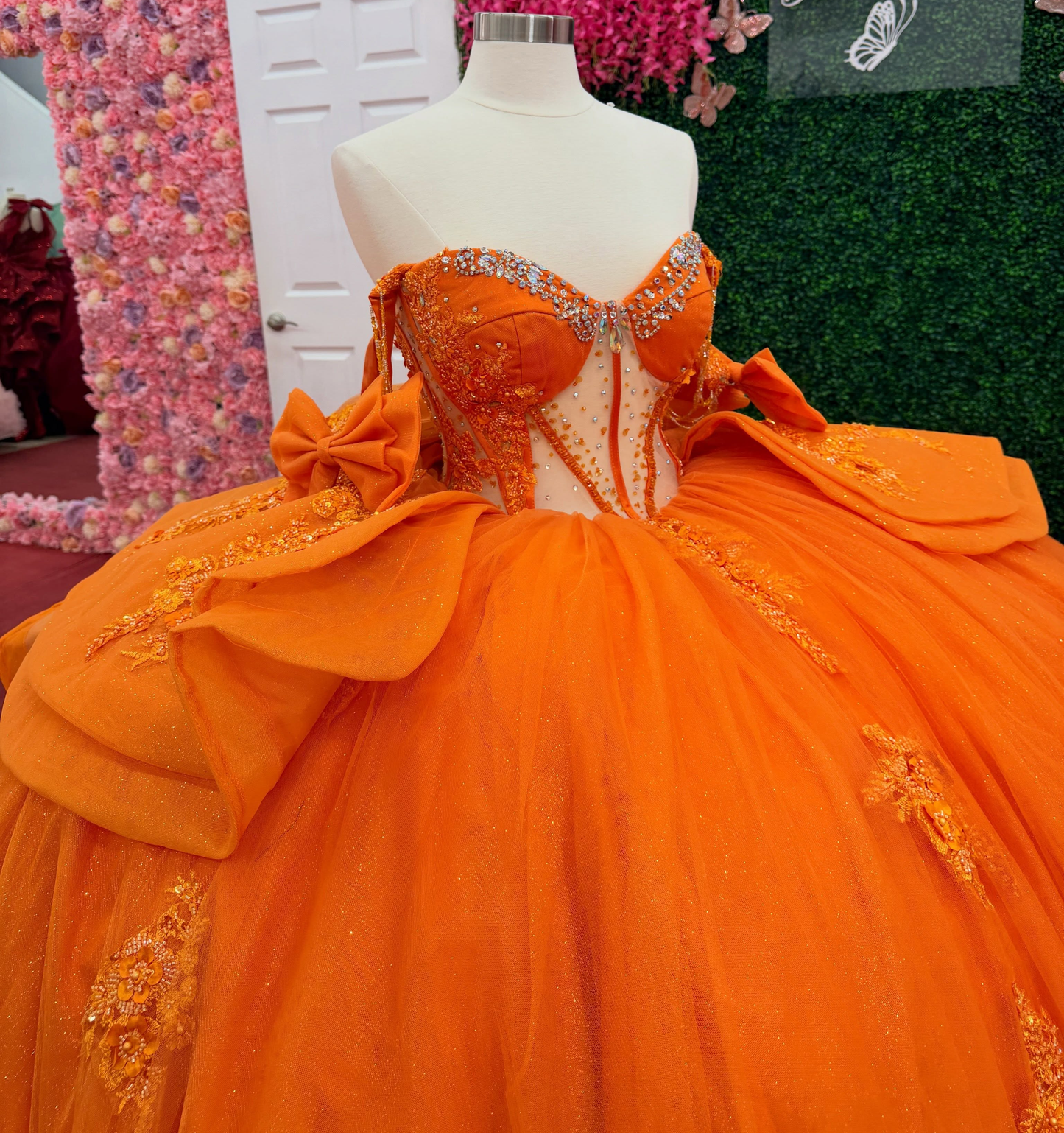 Vestidos de quinceañera con hombros descubiertos, tul princesa, apliques, vestidos de quinceañera HE530