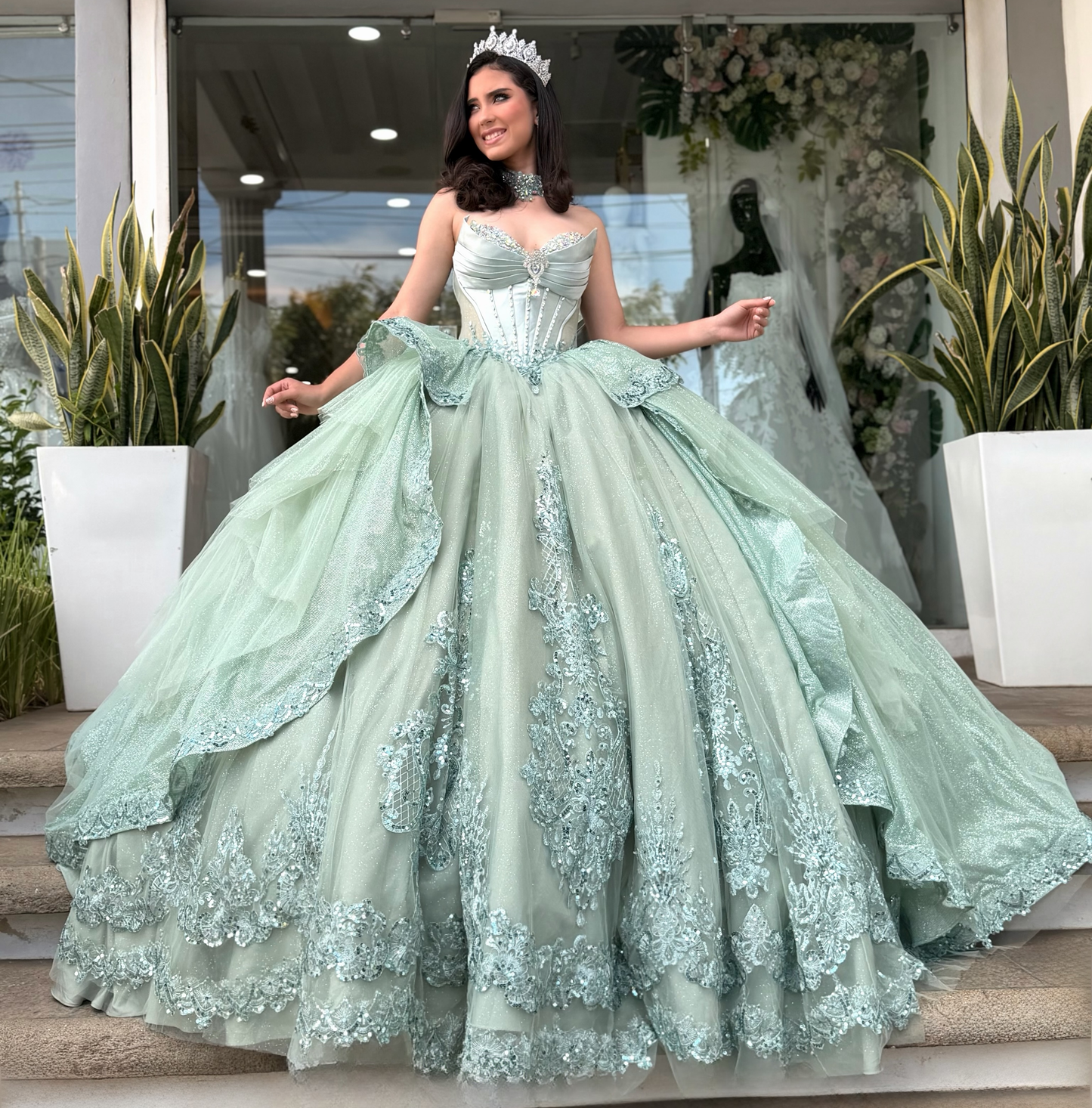 Sweetheart Corset Green Quinceanera Dresses Sweet 16 Ball Gown Party Dresses HE1864