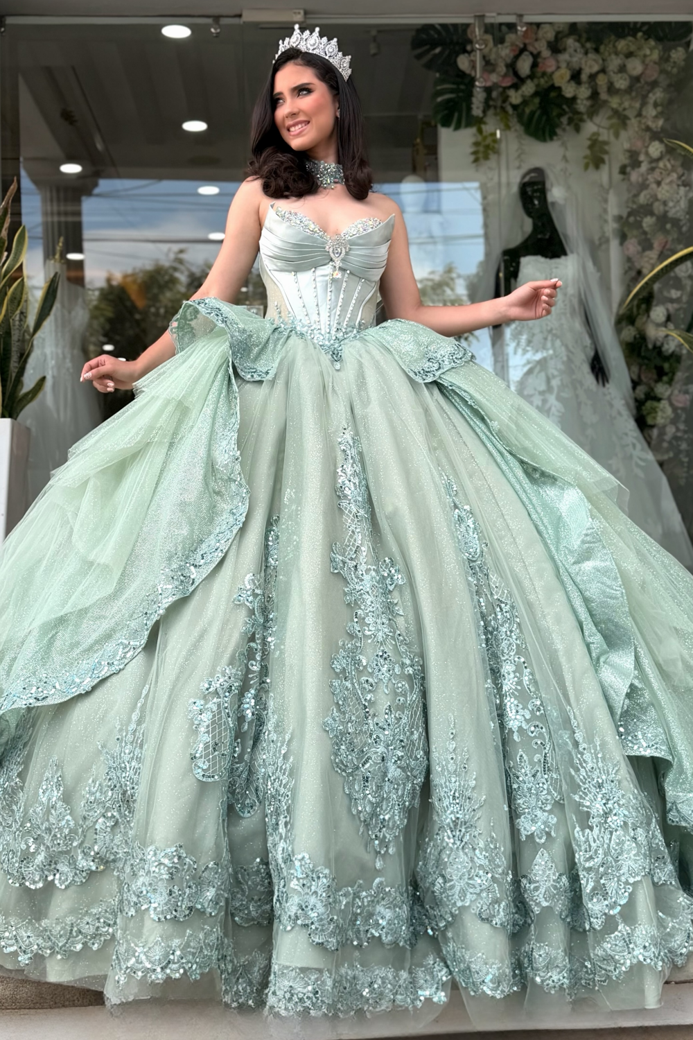 Sweetheart Corset Green Quinceanera Dresses Sweet 16 Ball Gown Party Dresses HE1864