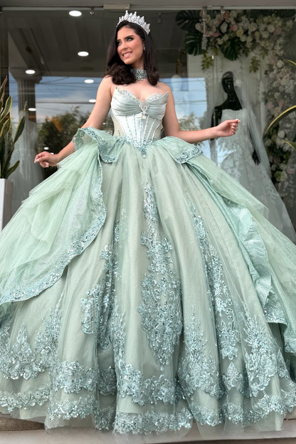 Sweetheart Corset Green Quinceanera Dresses Sweet 16 Ball Gown Party Dresses HE1864