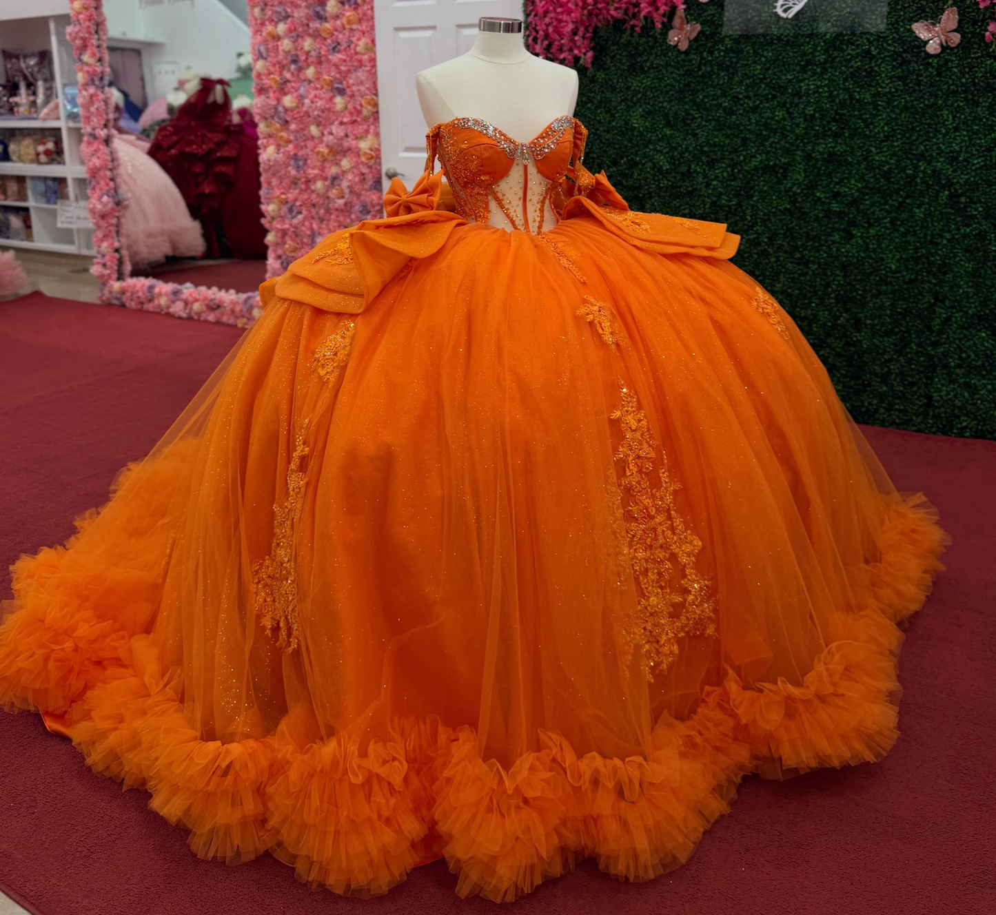 Vestidos de quinceañera con hombros descubiertos, tul princesa, apliques, vestidos de quinceañera HE530
