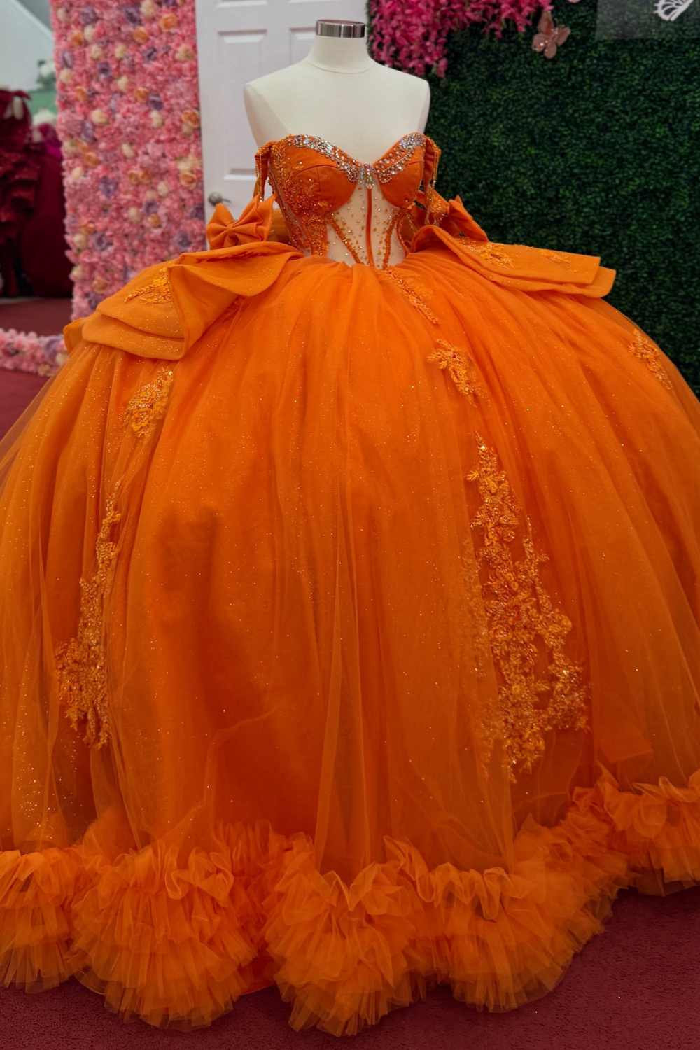 Vestidos de quinceañera con hombros descubiertos, tul princesa, apliques, vestidos de quinceañera HE530