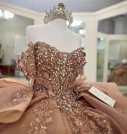 Vestidos de quinceañera con hombros descubiertos, tul princesa, apliques, vestidos de quinceañera HE530