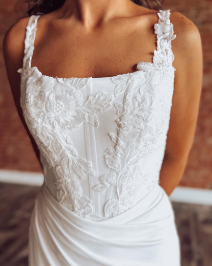 Sweetheart A-Linie Tüll 3D Blumen Strand Brautkleider für die Braut HE878