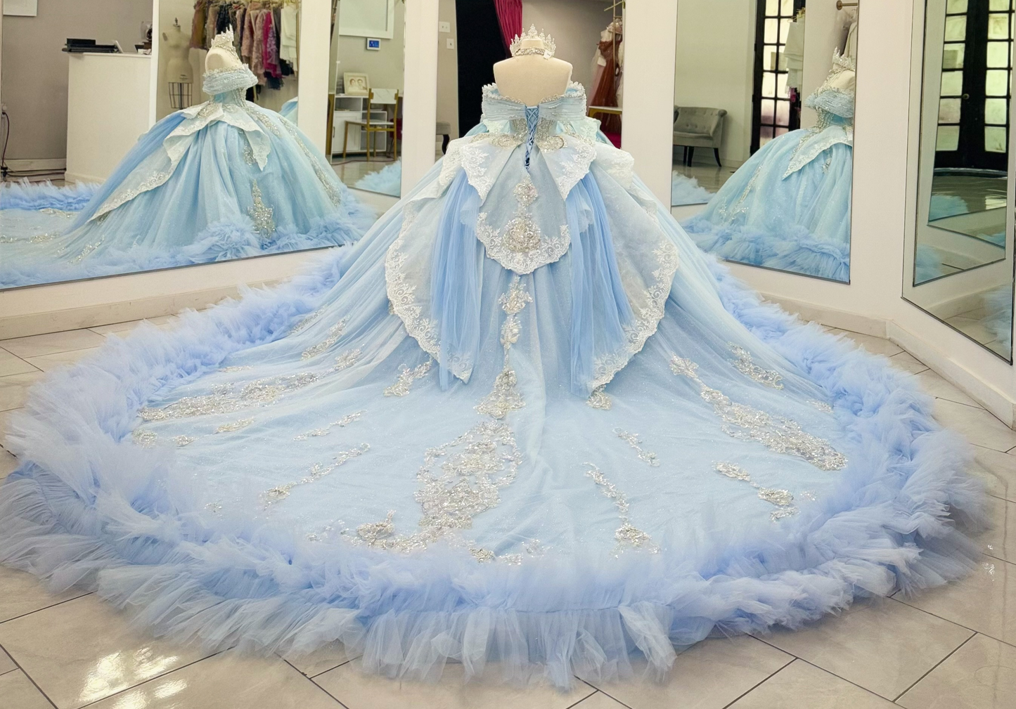 Vestidos de quinceañera con hombros descubiertos, tul princesa, apliques, vestidos de quinceañera HE530