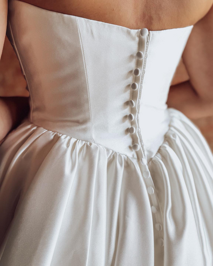 Satin A Line Wedding Dresses Sweetheart Boho Bridal Wedding Gowns for Women HE1869