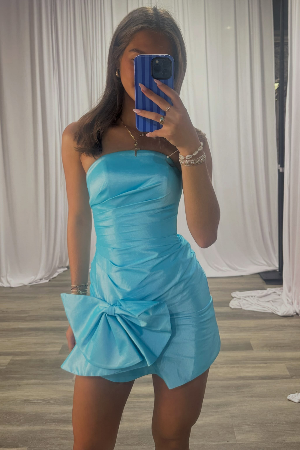 Strapless Satin Pleated Homecoming Dresses Sweetheart Short School Party Gowns HE1857