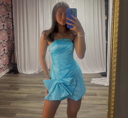 Strapless Satin Pleated Homecoming Dresses Sweetheart Short School Party Gowns HE1857