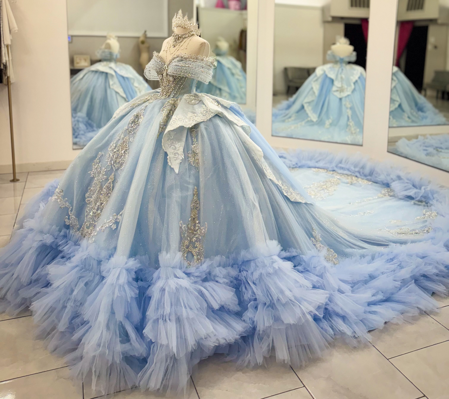 Vestidos de quinceañera con hombros descubiertos, tul princesa, apliques, vestidos de quinceañera HE530