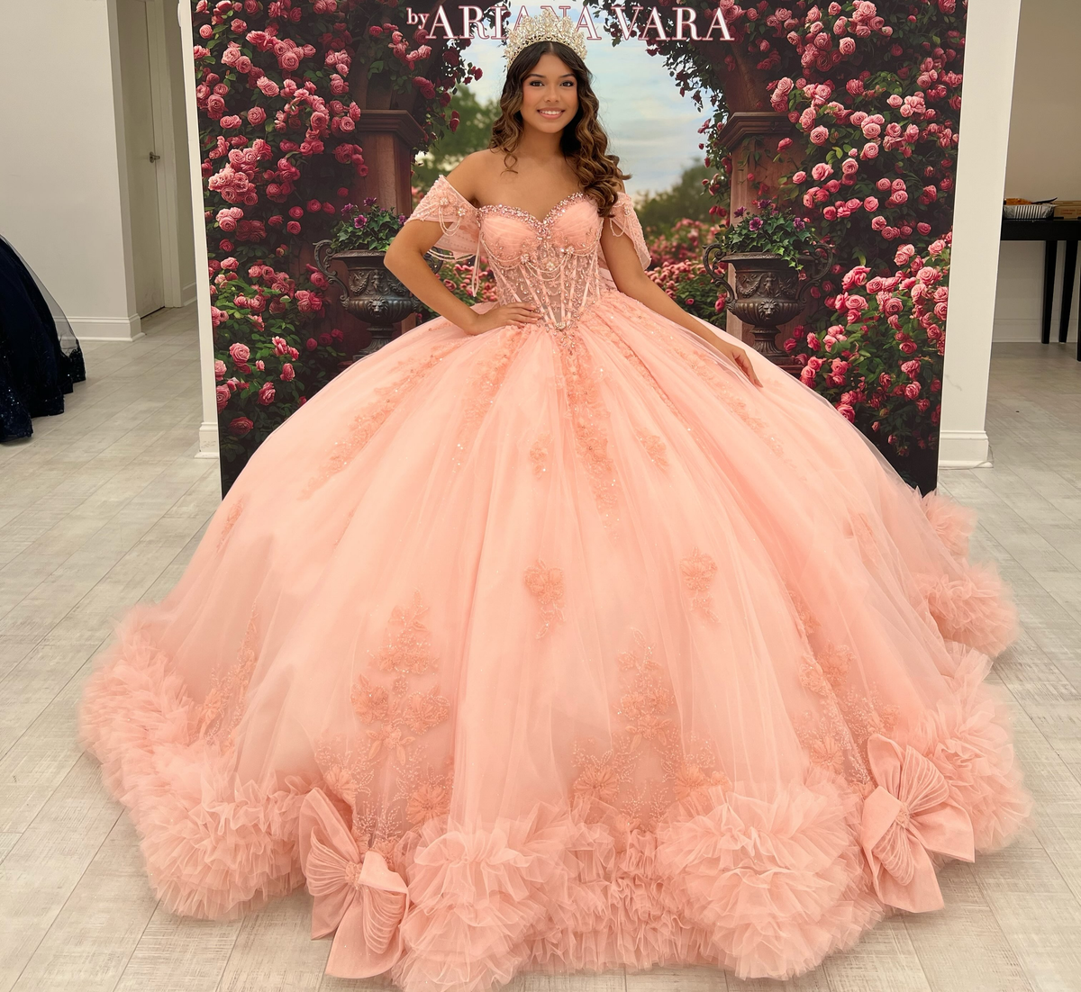 Vestidos de quinceañera con hombros descubiertos, tul princesa, apliques, vestidos de quinceañera HE530