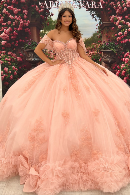 Vestidos de quinceañera con hombros descubiertos, tul princesa, apliques, vestidos de quinceañera HE530