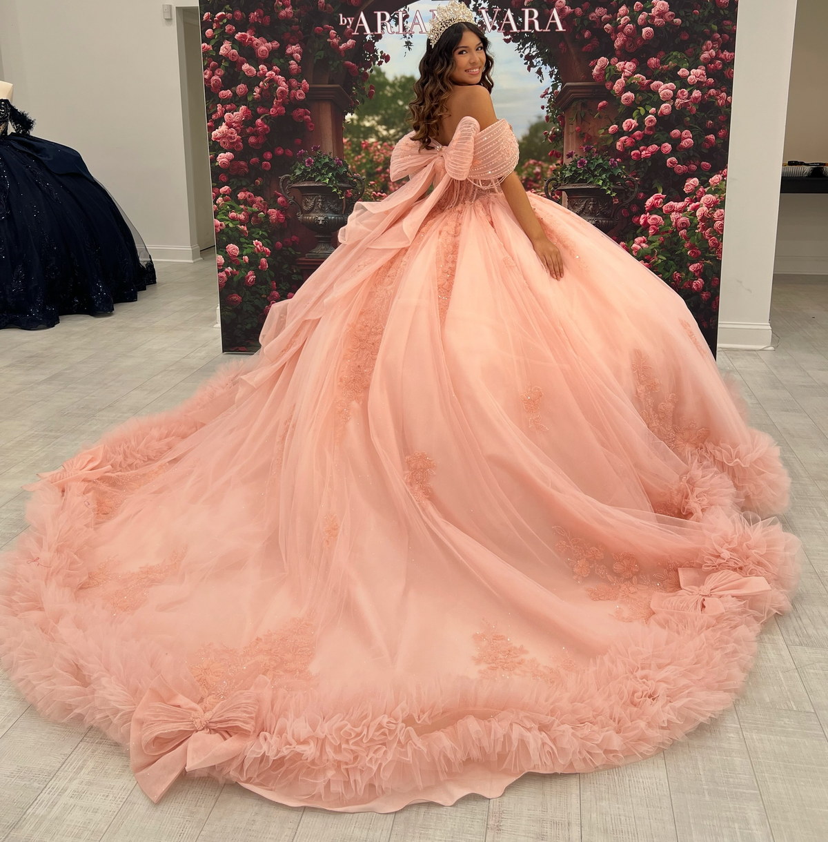 Vestidos de quinceañera con hombros descubiertos, tul princesa, apliques, vestidos de quinceañera HE530