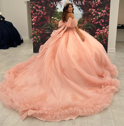 Vestidos de quinceañera con hombros descubiertos, tul princesa, apliques, vestidos de quinceañera HE530