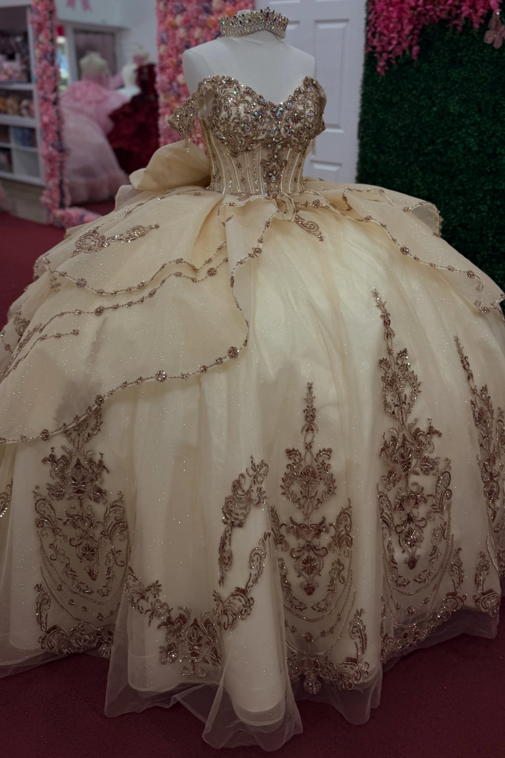 Vestidos de quinceañera con hombros descubiertos, tul princesa, apliques, vestidos de quinceañera HE530
