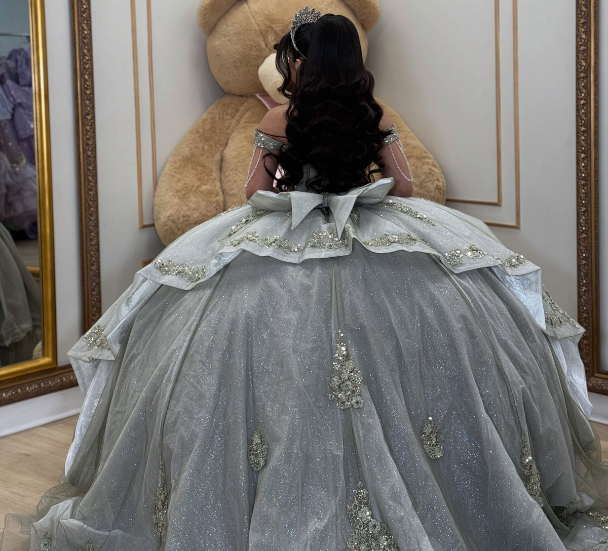Princess Ball Gown Glittery Quinceanera Dresses Tulle Appliqued Party Dresses HE1917