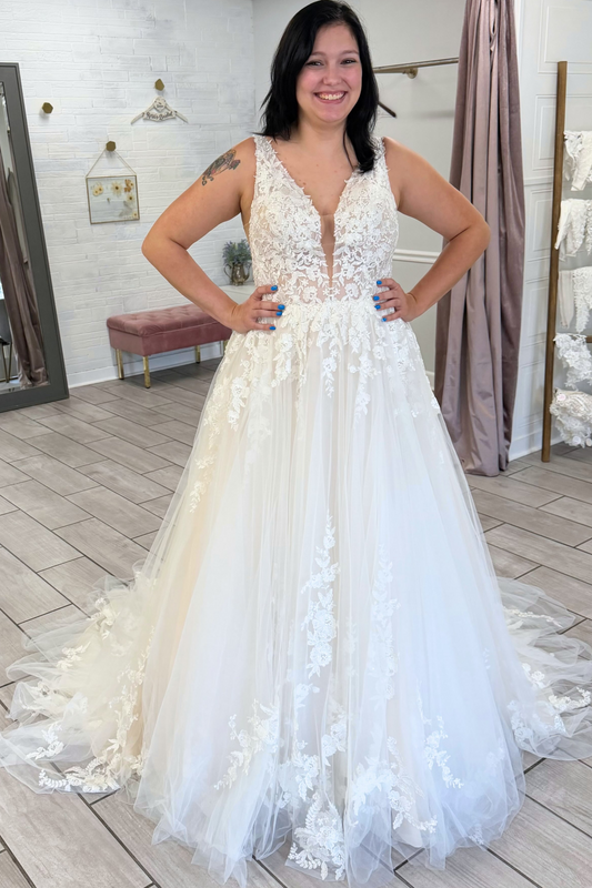 Sweetheart A-Linie Tüll 3D Blumen Strand Brautkleider für die Braut HE878