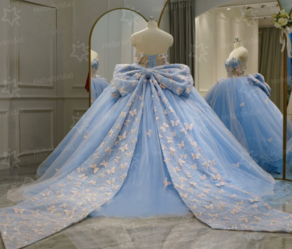 Princess Sweet 15 Quinceanera Dresses Lace Appliqued Ball Gown Birthday Party Dresses HE1198