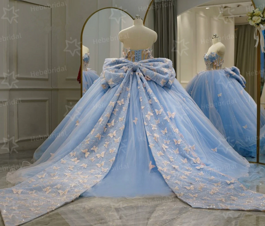 Princess Sweet 15 Quinceanera Dresses Lace Appliqued Ball Gown Birthday Party Dresses HE1198