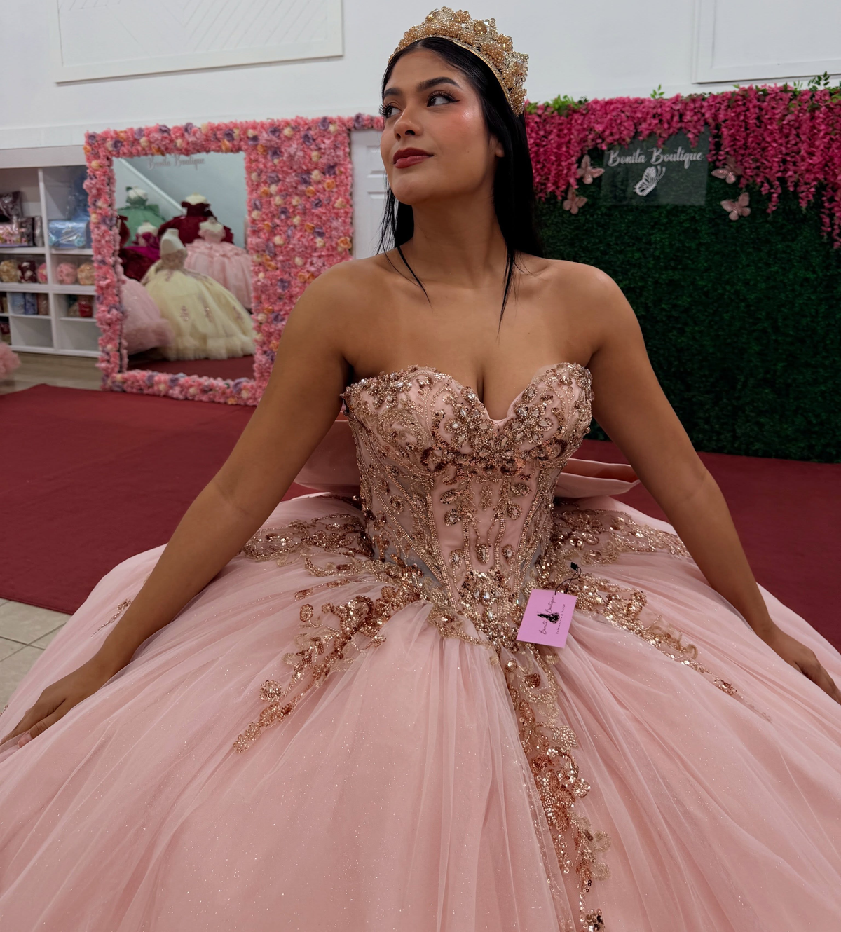 Sweetheart Tulle Lace Appliqued Pink Quinceanera Dresses Sweet 16 Birthday Prom Gowns HE1939