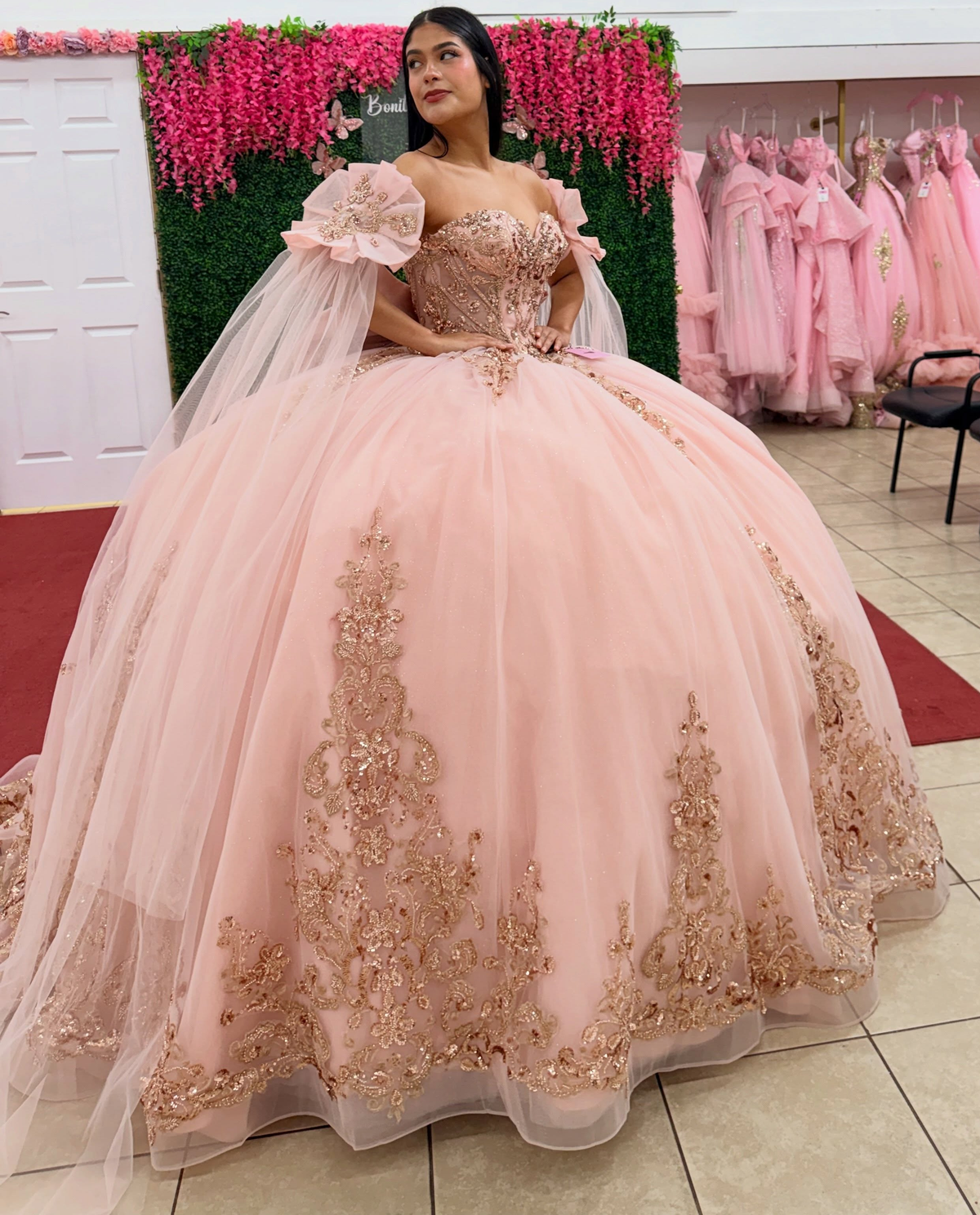 Sweetheart Tulle Lace Appliqued Pink Quinceanera Dresses Sweet 16 Birthday Prom Gowns HE1939