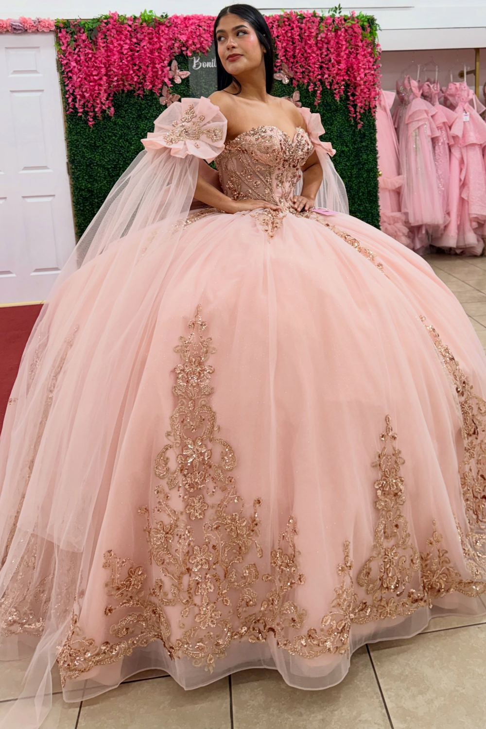 Sweetheart Tulle Lace Appliqued Pink Quinceanera Dresses Sweet 16 Birthday Prom Gowns HE1939