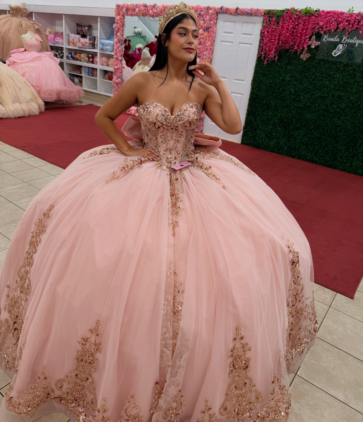 Sweetheart Tulle Lace Appliqued Pink Quinceanera Dresses Sweet 16 Birthday Prom Gowns HE1939