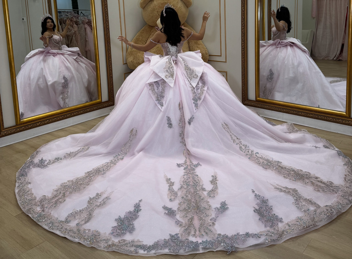 Vestidos de quinceañera con hombros descubiertos, tul princesa, apliques, vestidos de quinceañera HE530