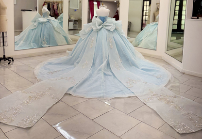 Sweetheart Sequin Beaded Crystal Quinceanera Dresses Sweet 16 Blue Ball Gown Party Dresses HE1943