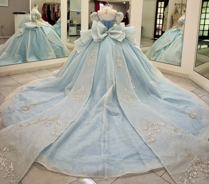Sweetheart Sequin Beaded Crystal Quinceanera Dresses Sweet 16 Blue Ball Gown Party Dresses HE1943