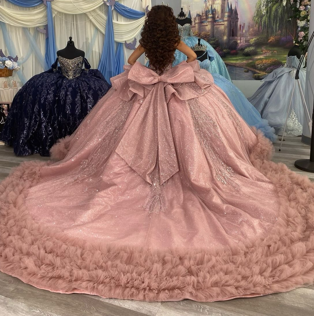 Vestidos de quinceañera con hombros descubiertos, tul princesa, apliques, vestidos de quinceañera HE530
