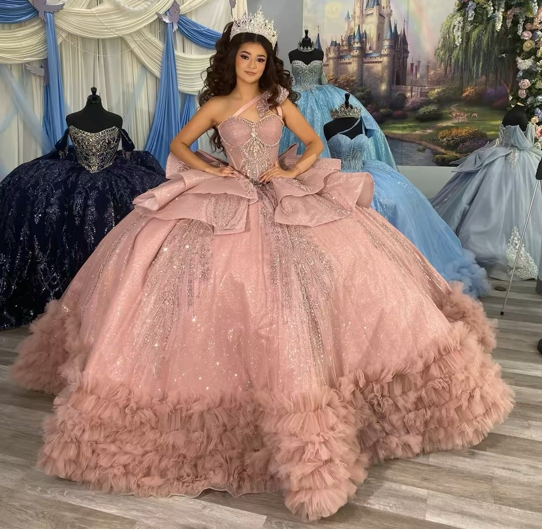Vestidos de quinceañera con hombros descubiertos, tul princesa, apliques, vestidos de quinceañera HE530