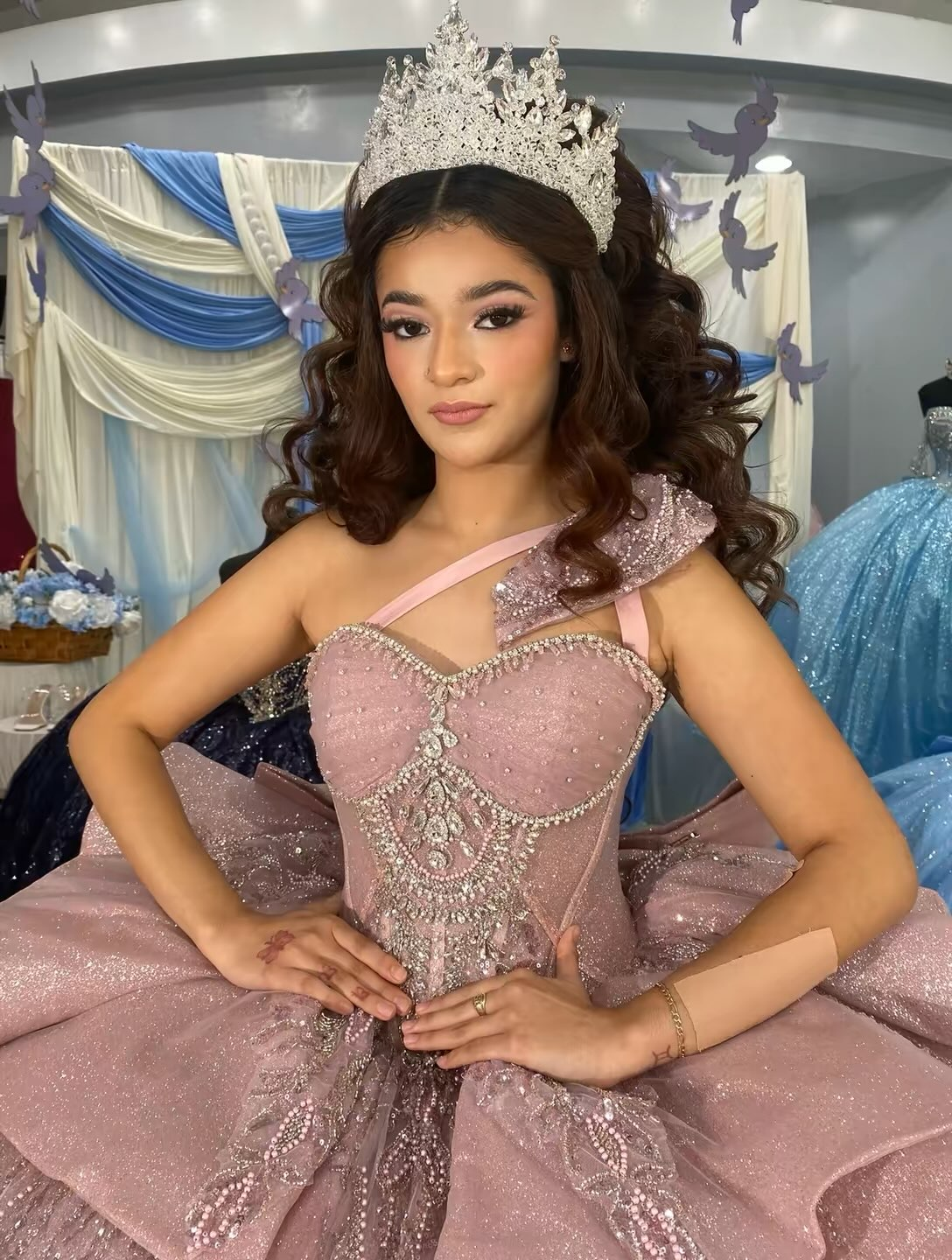 Vestidos de quinceañera con hombros descubiertos, tul princesa, apliques, vestidos de quinceañera HE530