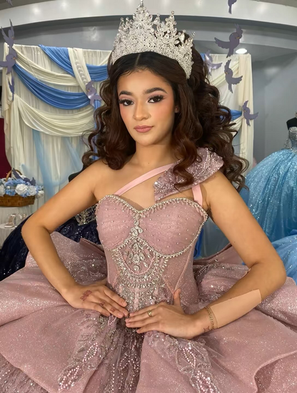Vestidos de quinceañera con hombros descubiertos, tul princesa, apliques, vestidos de quinceañera HE530